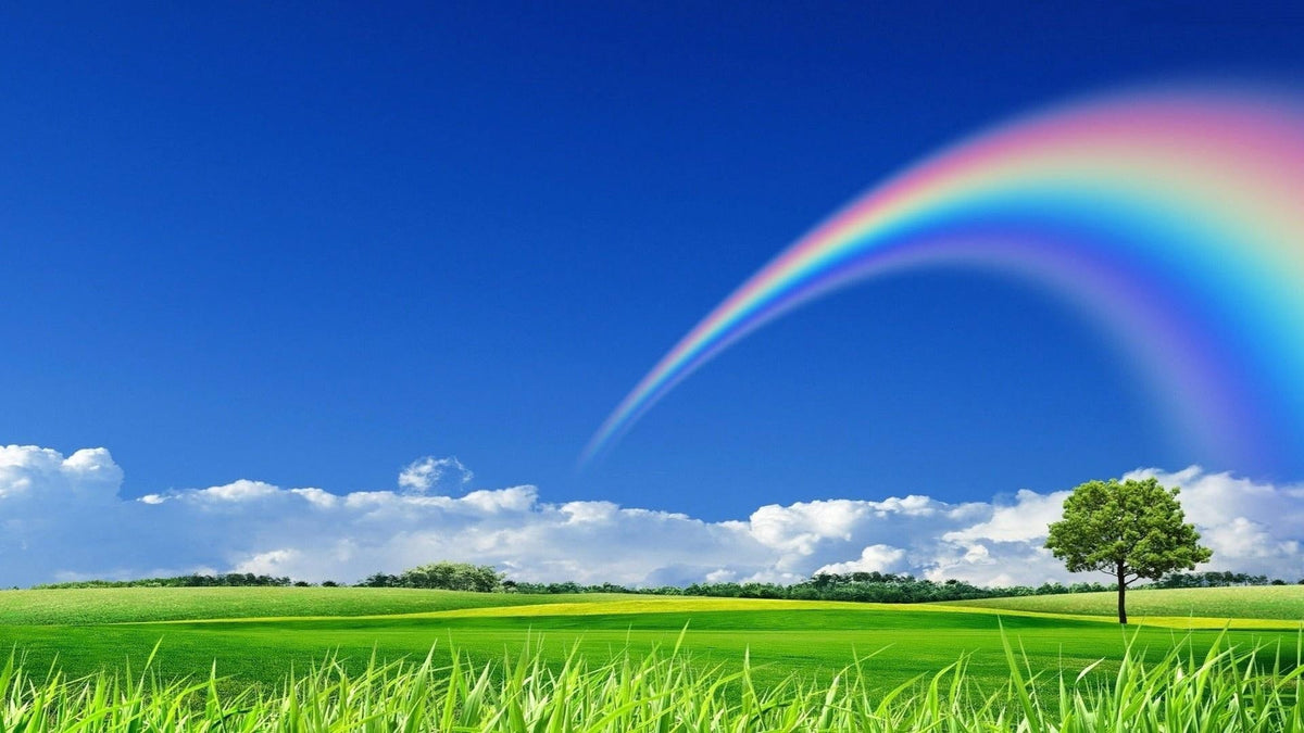 Rainbow in a blue sky