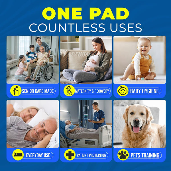 Super Absorbent Disposable Bed Pads 30"x36" (50 Count) – Leakproof Underpads for Adults, Incontinence, Baby Changing & Puppy Pee Pads – Quick Dry, Waterproof, Dog Training & Bed Protection