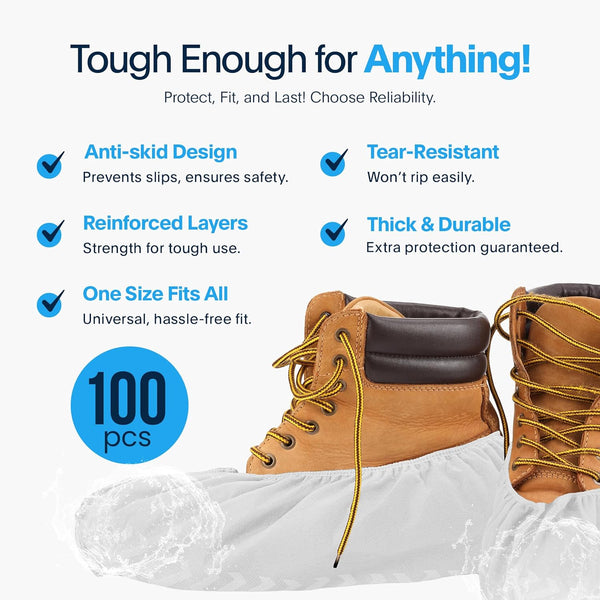 White disposable shoe covers features
