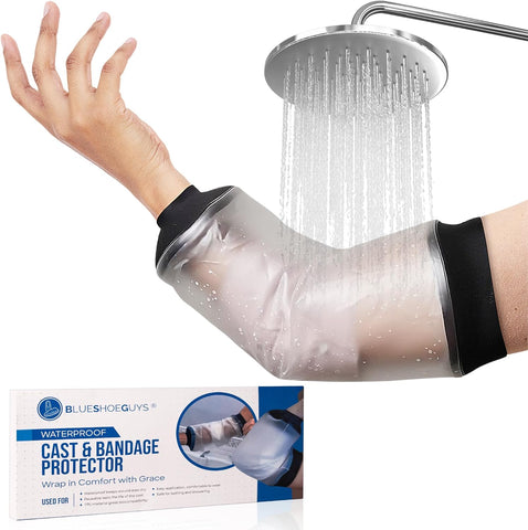 Reusable Waterproof Picc Line Cast Covers for Shower Arm, 37X20cm for Proper Wound Protection PICC Line Shower Cover and Waterproof Sleeve Protector for IV, Chemotherapy Picc line Cover for Upper Arm - Blue Shoe Guys ®