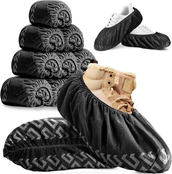 Black disposable shoe covers, Blue Shoe Guys Contractor Case