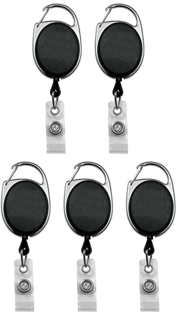 OBOSOE 200 Pcs Black Retractable Badge Reels Holders Reels Clip