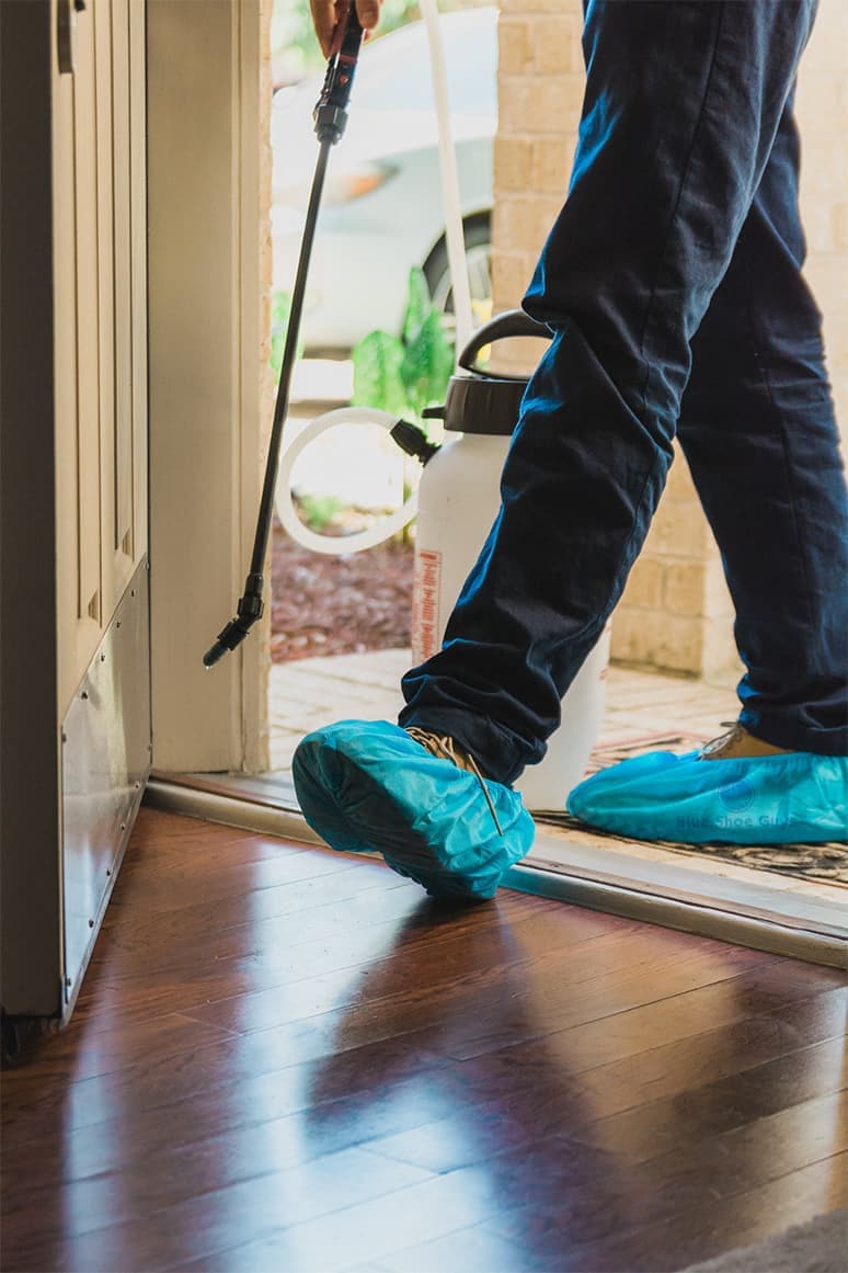 Blue shoe covers sales